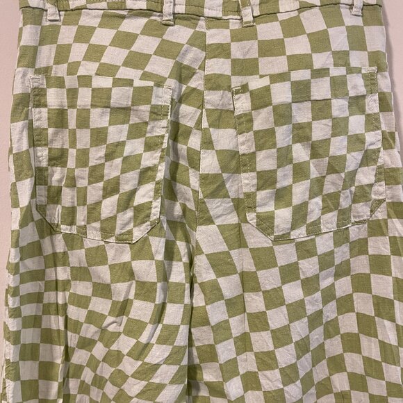 Linen wide leg checkered pants - Picture 3 of 6